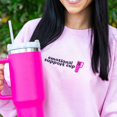 Initial 'Emotional Support Cup' Crewneck Sweatshirt - United Monograms