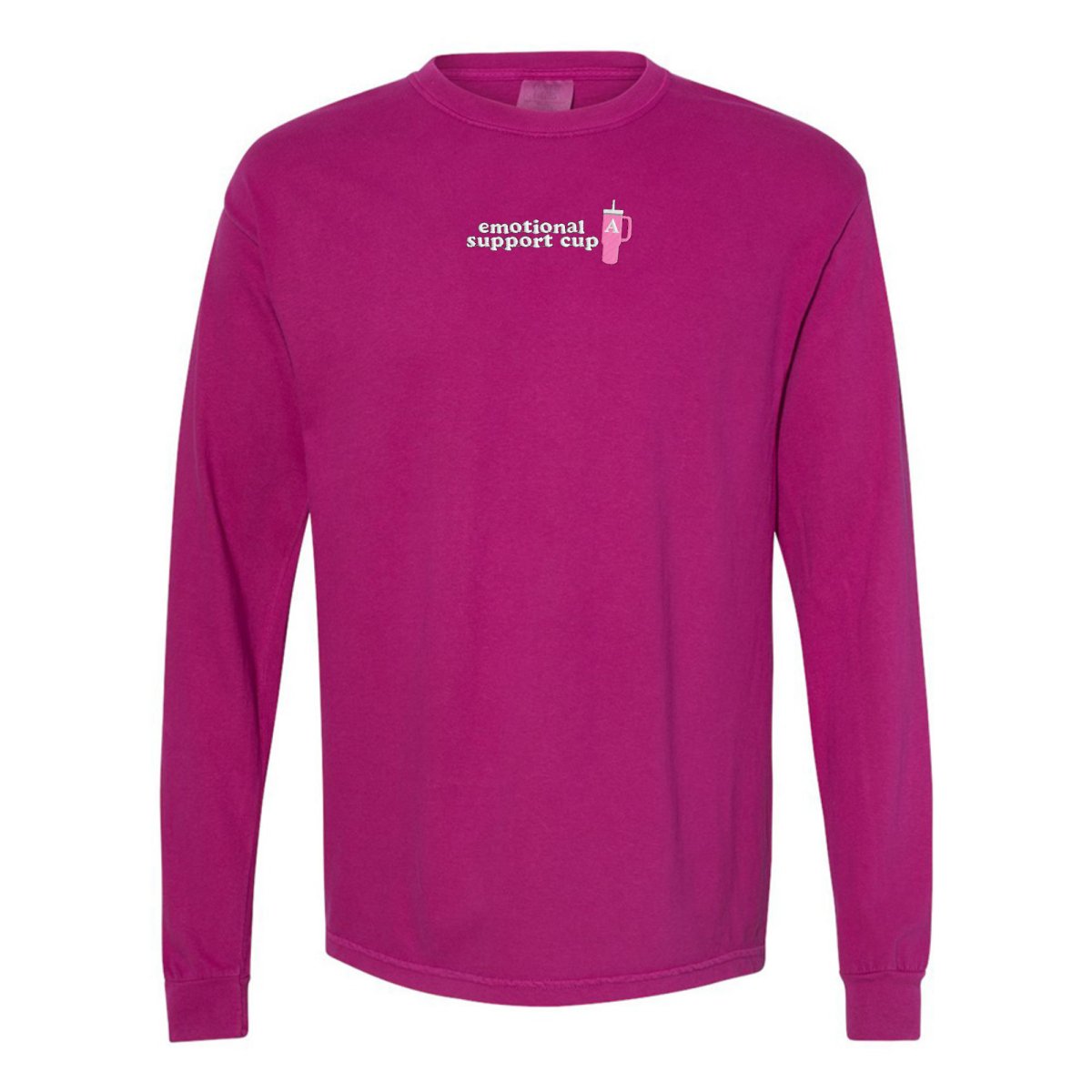 Initial 'Emotional Support Cup' Long Sleeve T-Shirt - United Monograms