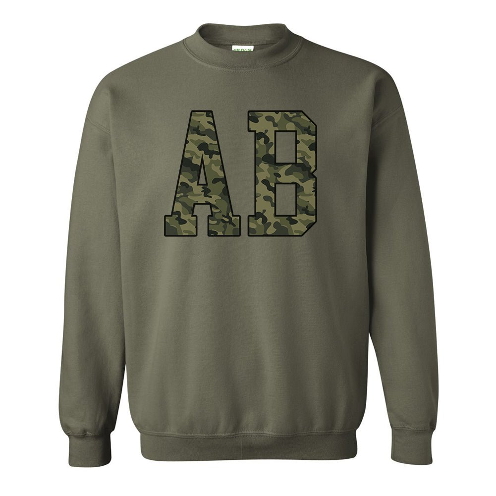 Initialed 'Camo' Big Print Crewneck Sweatshirt - United Monograms