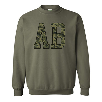 Initialed 'Camo' Big Print Crewneck Sweatshirt - United Monograms