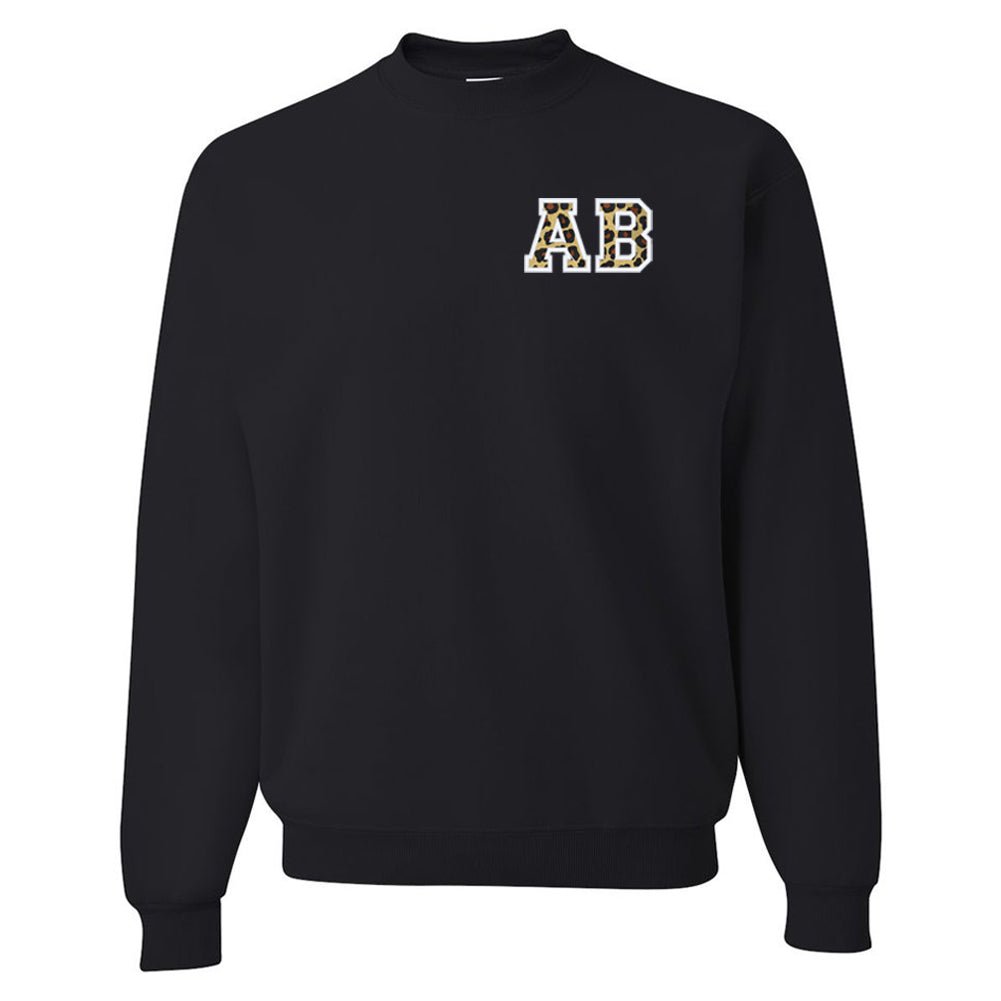 Initialed Leopard Crewneck Sweatshirt - United Monograms