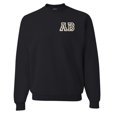 Initialed Leopard Crewneck Sweatshirt - United Monograms