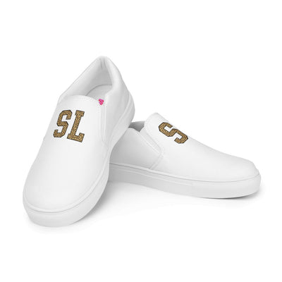 Initialed Leopard Women’s Slip-On Canvas Shoes - United Monograms
