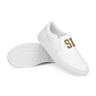 Initialed Leopard Women’s Slip-On Canvas Shoes - United Monograms