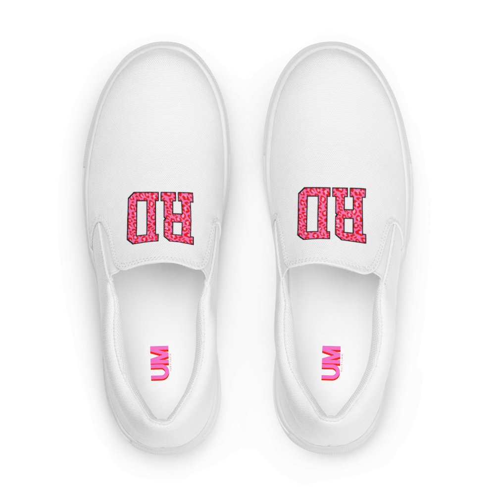 Initialed Leopard Women’s Slip-On Canvas Shoes - United Monograms