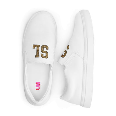 Initialed Leopard Women’s Slip-On Canvas Shoes - United Monograms