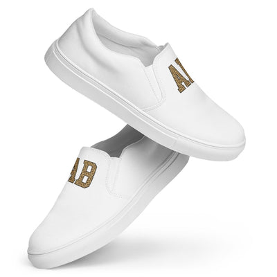 Initialed Leopard Women’s Slip-On Canvas Shoes - United Monograms