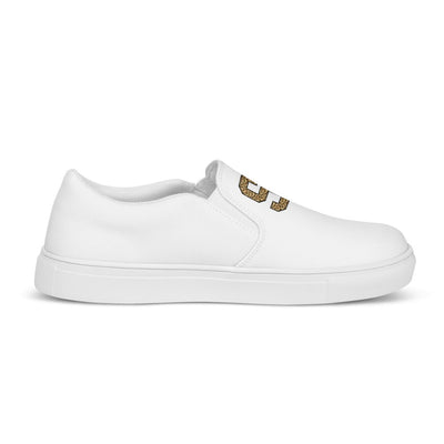 Initialed Leopard Women’s Slip-On Canvas Shoes - United Monograms