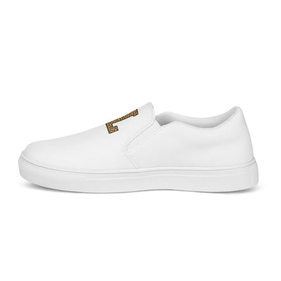 Initialed Leopard Women’s Slip-On Canvas Shoes - United Monograms