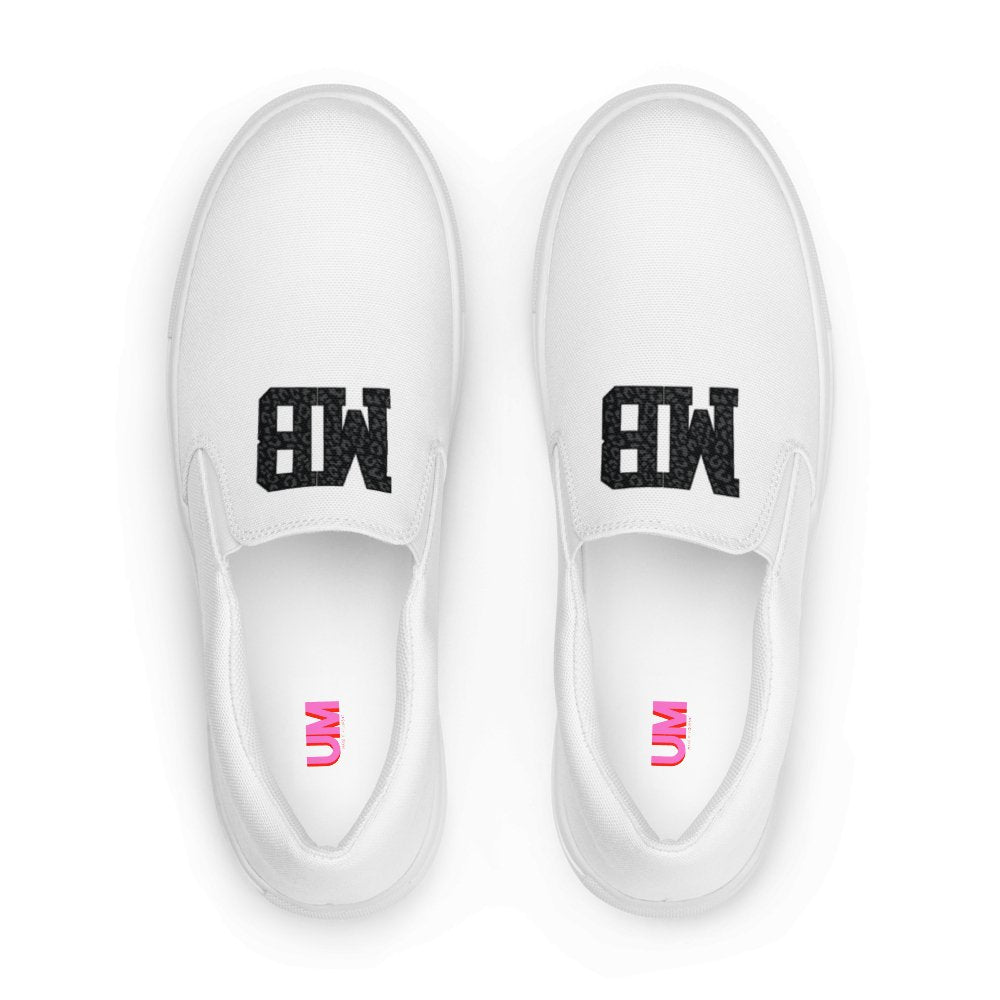Initialed Leopard Women’s Slip-On Canvas Shoes - United Monograms