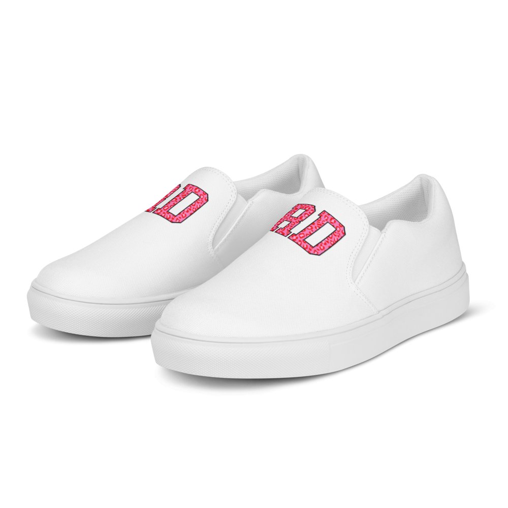 Initialed Leopard Women’s Slip-On Canvas Shoes - United Monograms