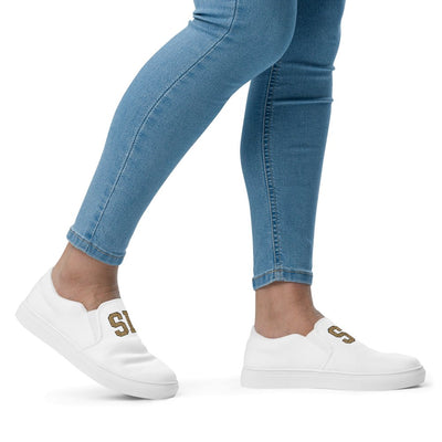 Initialed Leopard Women’s Slip-On Canvas Shoes - United Monograms