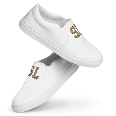 Initialed Leopard Women’s Slip-On Canvas Shoes - United Monograms