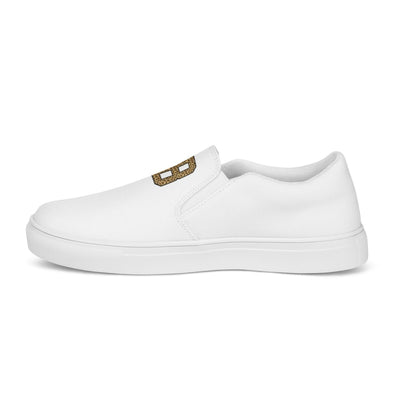 Initialed Leopard Women’s Slip-On Canvas Shoes - United Monograms