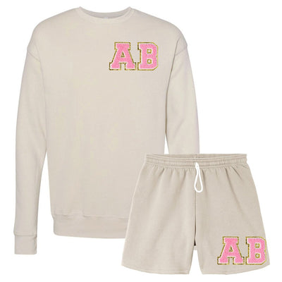 Initialed Letter Patch Bella + Canvas Shorts Set – United Monograms