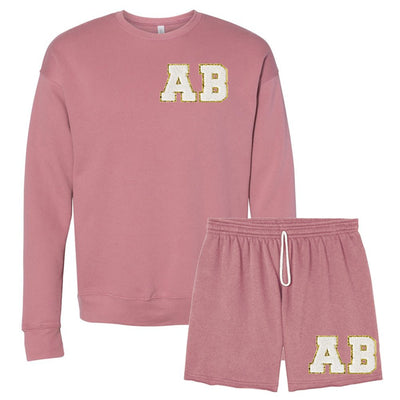 Initialed Letter Patch Bella + Canvas Shorts Set – United Monograms