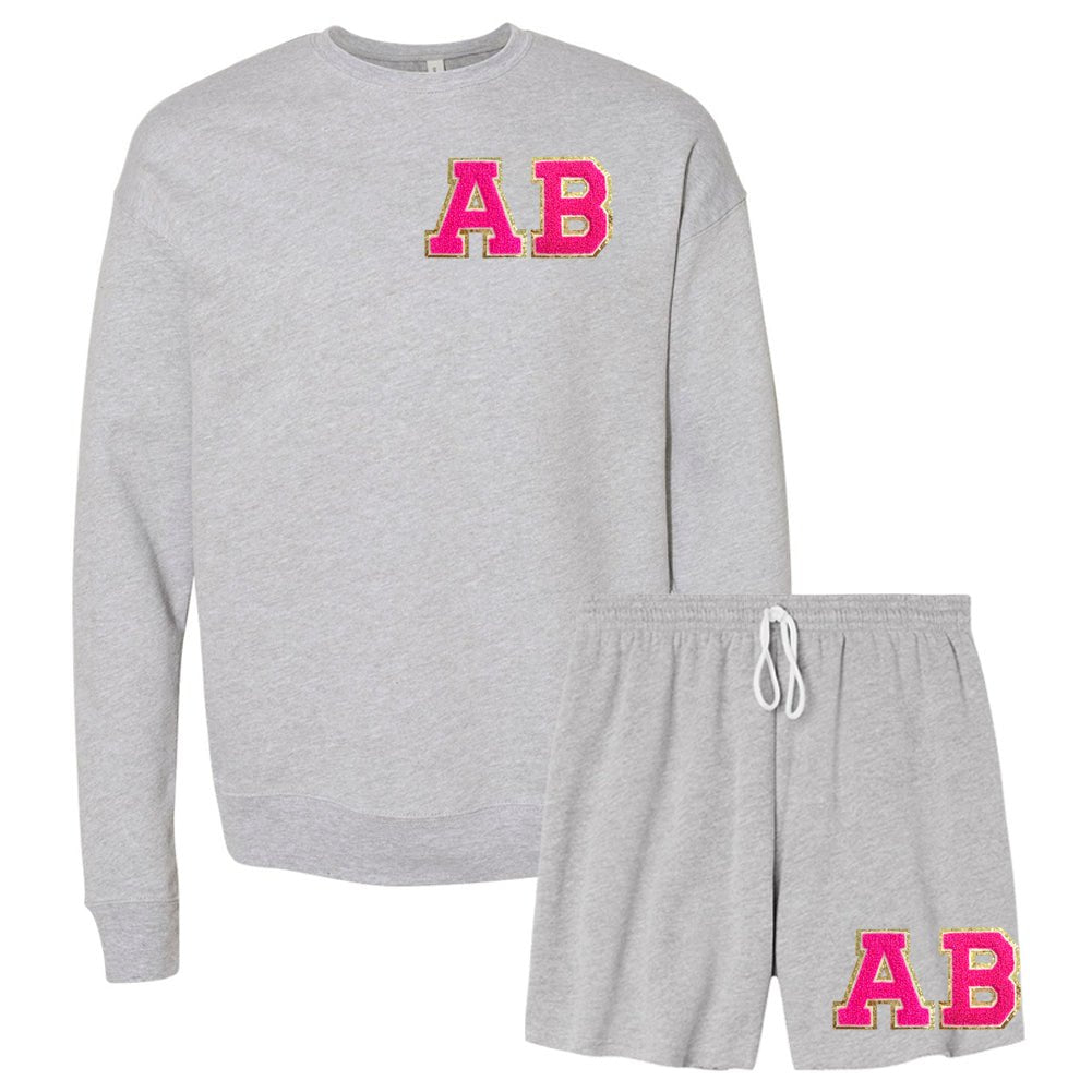 Initialed Letter Patch Bella + Canvas Shorts Set - United Monograms