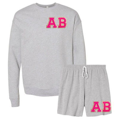 Initialed Letter Patch Bella + Canvas Shorts Set - United Monograms