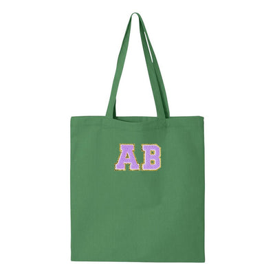Initialed Letter Patch Cotton Canvas Tote Bag - United Monograms