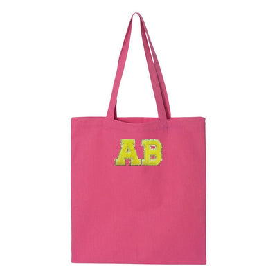 Initialed Letter Patch Cotton Canvas Tote Bag - United Monograms