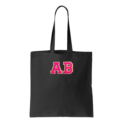 Initialed Letter Patch Cotton Canvas Tote Bag - United Monograms