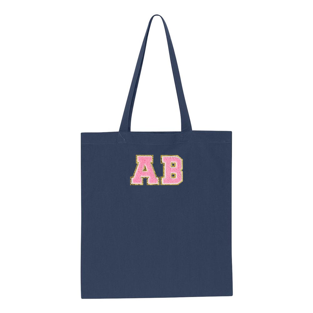 Initialed Letter Patch Cotton Canvas Tote Bag - United Monograms