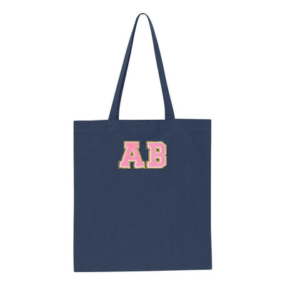 Initialed Letter Patch Cotton Canvas Tote Bag - United Monograms