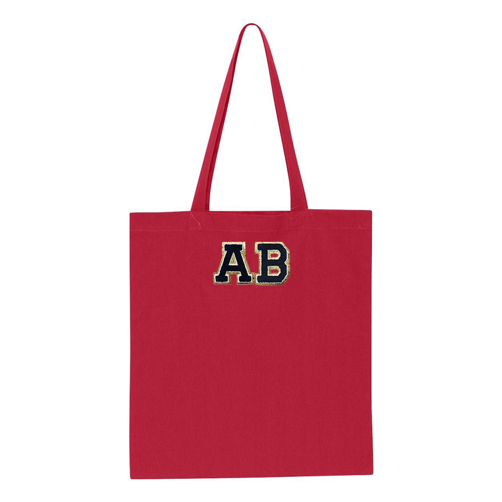 Initialed Letter Patch Cotton Canvas Tote Bag - United Monograms