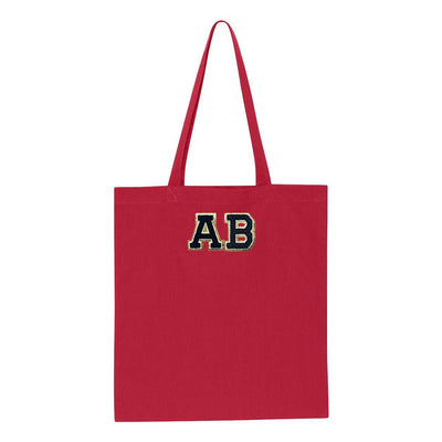 Initialed Letter Patch Cotton Canvas Tote Bag - United Monograms