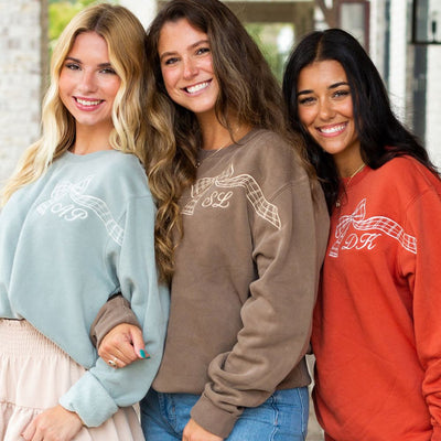 Initialed Plaid 'Bow in the Breeze' Cozy Crew - United Monograms