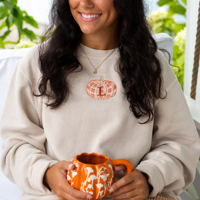 Initialed 'Plaid Pumpkin Perfection' Cozy Crew - United Monograms