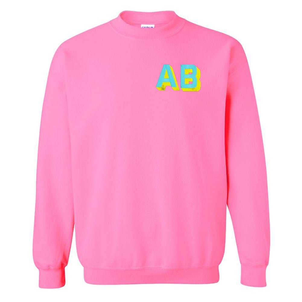 Initialed Shadow Block Neon Crewneck Sweatshirt – United