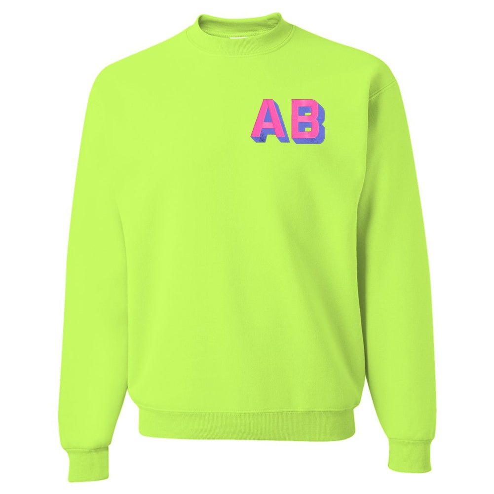Initialed Shadow Block Neon Crewneck Sweatshirt