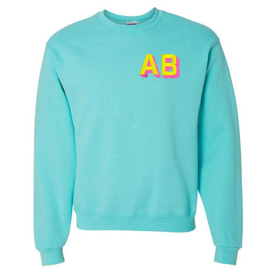 Initialed Shadow Block Neon Crewneck Sweatshirt - United Monograms