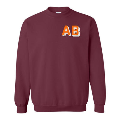 Initialed Shadow Block Team Color Sweatshirt - United Monograms