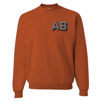 Initialed Shadow Block Team Color Sweatshirt - United Monograms