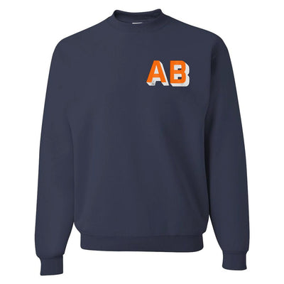 Initialed Shadow Block Team Color Sweatshirt - United Monograms