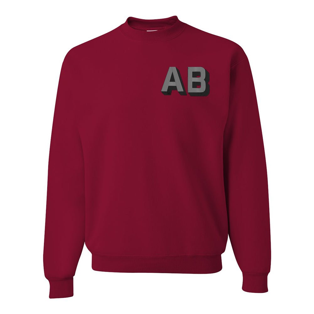 Initialed Shadow Block Team Color Sweatshirt - United Monograms