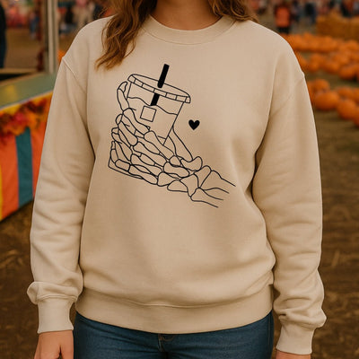 Initialed 'Skeleton Iced Coffee' Crewneck Sweatshirt - United Monograms