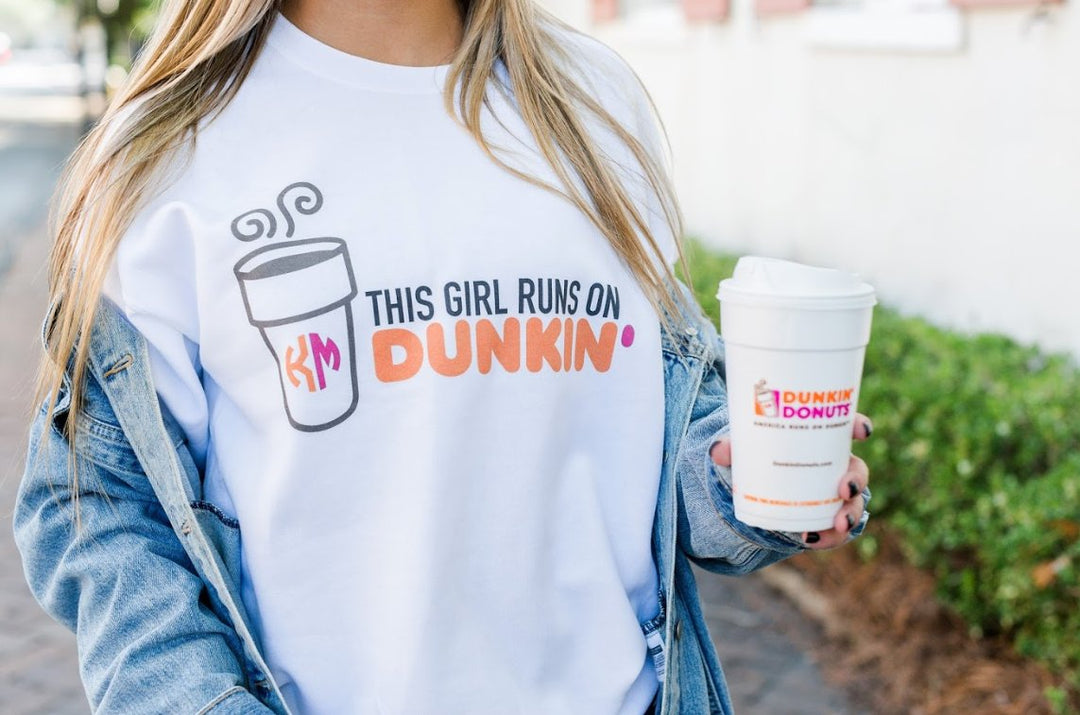 Initialed This Girl Runs On Dunkin Crewneck Sweatshirt United Monograms