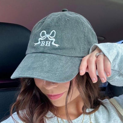 Initialed 'Tiny Bow' Baseball Hat - United Monograms
