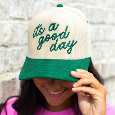 'It's A Good Day' Evergreen Corduroy Hat - United Monograms