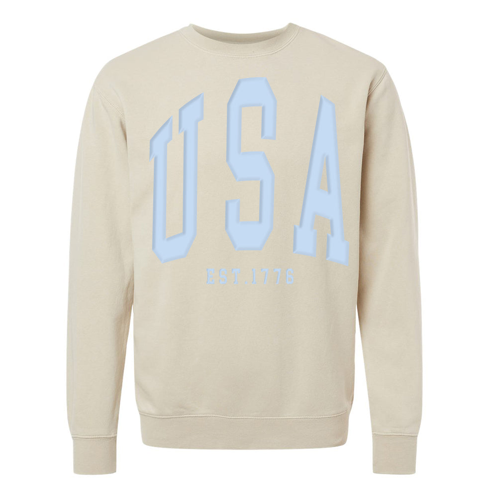 'USA' PUFF Pigment Dyed Crewneck Sweatshirt