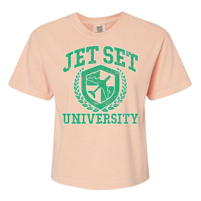 'Jet Set University' Boxy T - Shirt - United Monograms