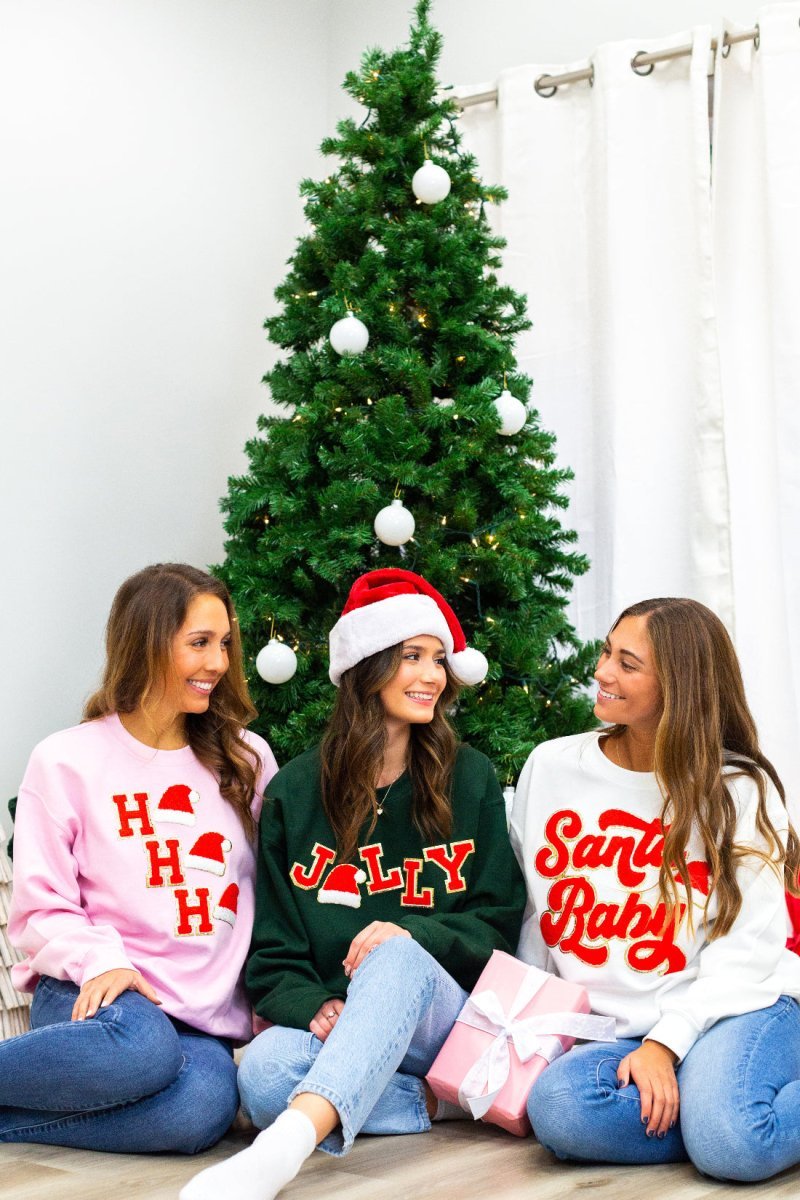 'Jolly Babe' Santa Letter Patch Sweatshirt - United Monograms
