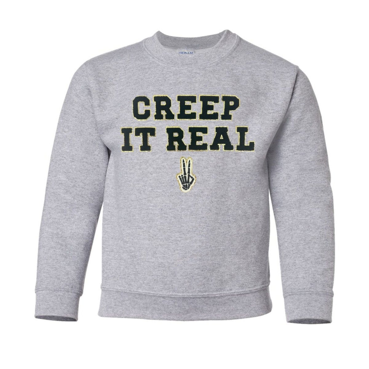 Kids 'Creep It Real' Letter Patch Crewneck Sweatshirt - United Monograms