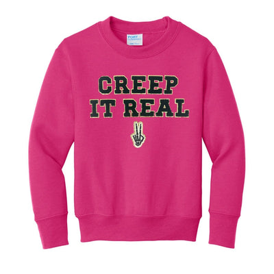 Kids 'Creep It Real' Letter Patch Crewneck Sweatshirt - United Monograms
