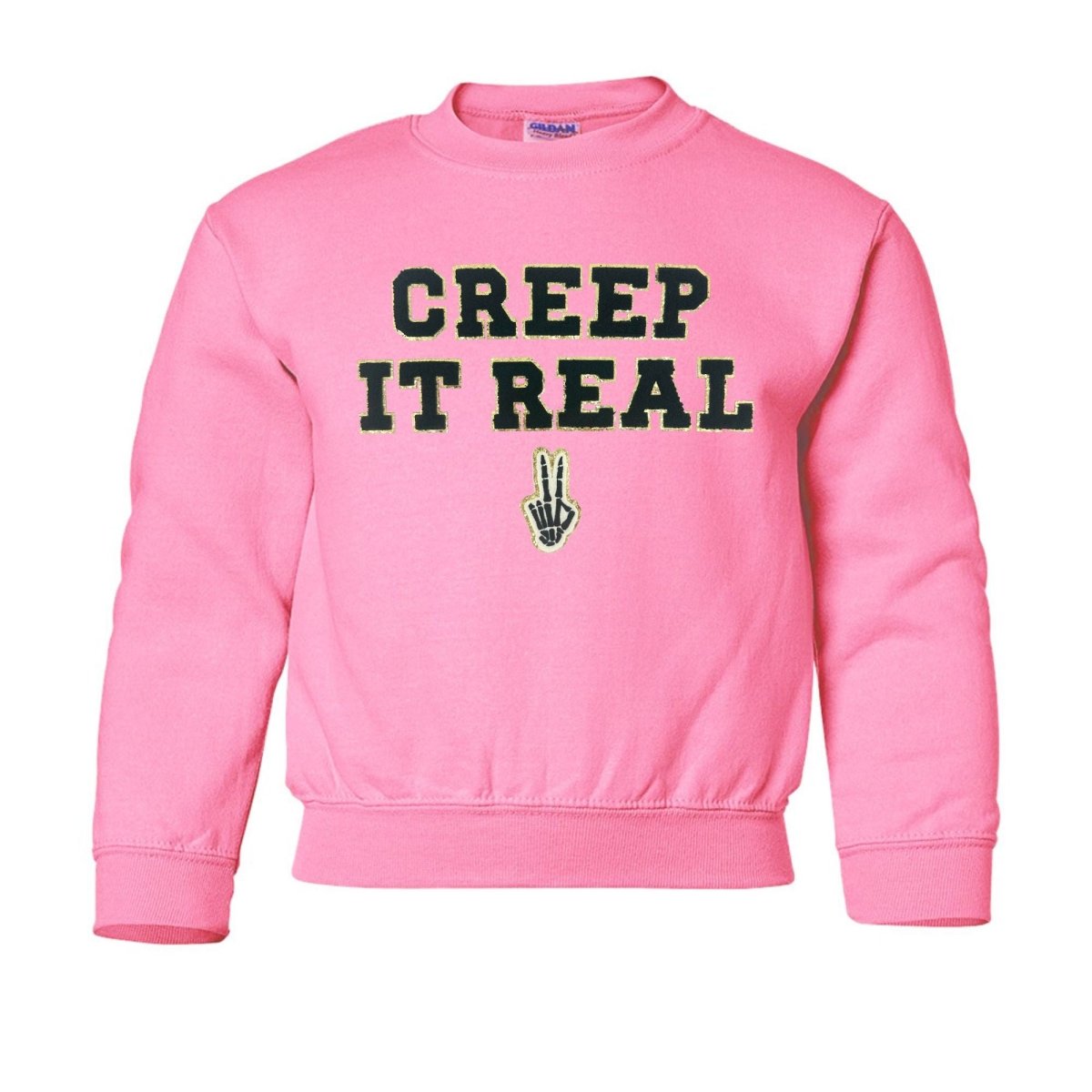 Kids 'Creep It Real' Letter Patch Crewneck Sweatshirt - United Monograms