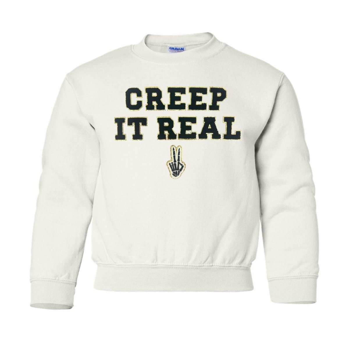 Kids 'Creep It Real' Letter Patch Crewneck Sweatshirt - United Monograms