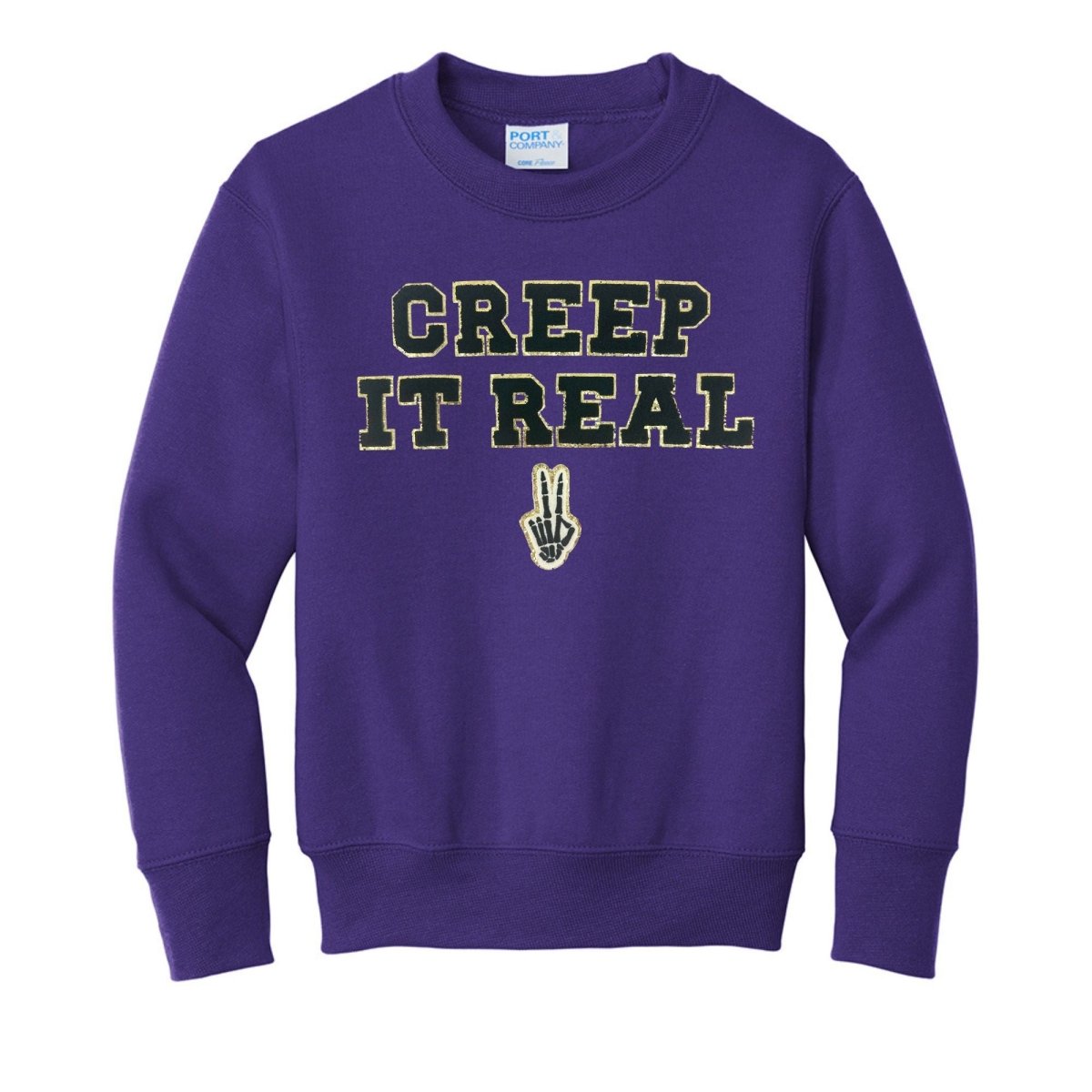 Kids 'Creep It Real' Letter Patch Crewneck Sweatshirt - United Monograms
